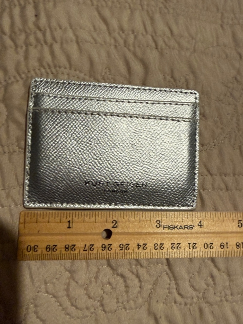 Kurt Geiger Silver Textured Card Case - Picture 5 of 5